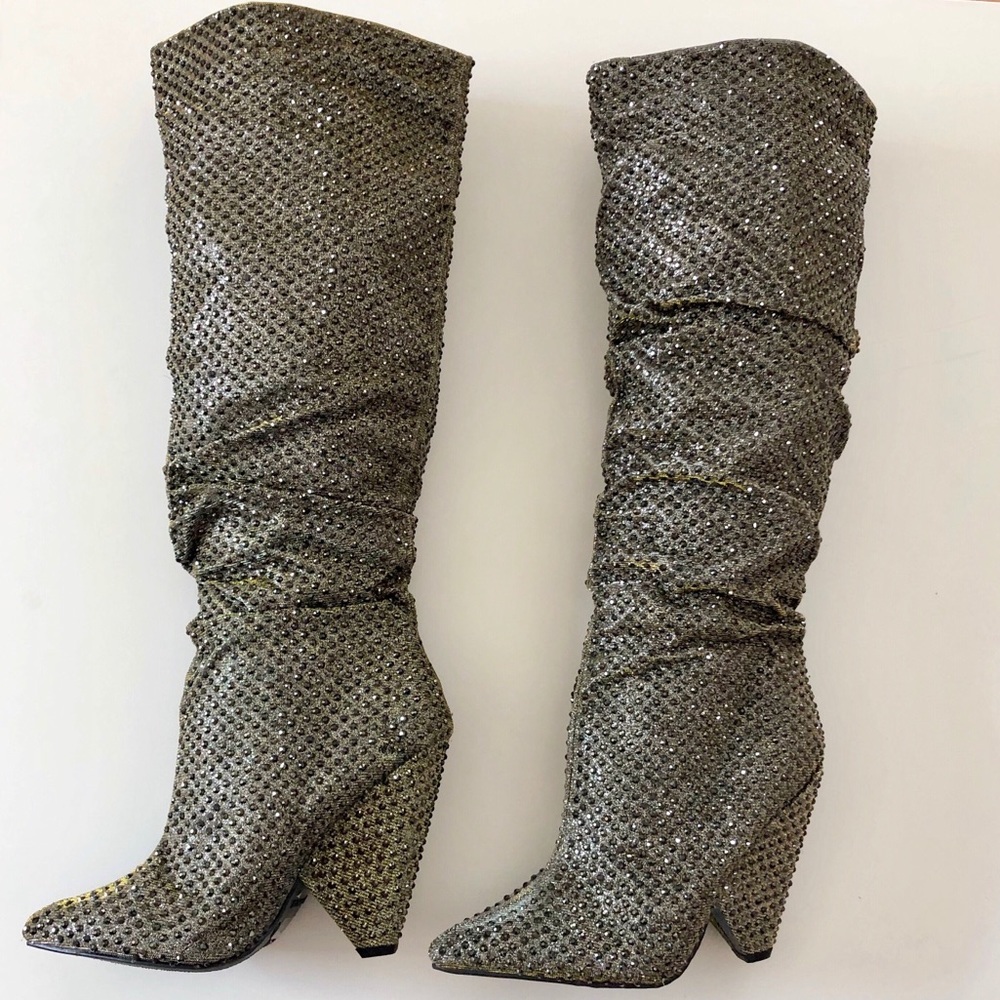 Bamboo Latest Trends Stones Knee Boots 9 Gem